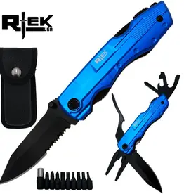Rex Rtek 4.5" Multi Tool Pocket Knife with Pliers Bottle Opener Screwdrivers & Sheath