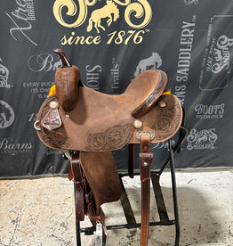 Burns Saddlery 1530HD Choc RO Barrel Saddle D Daisy Floral Corner