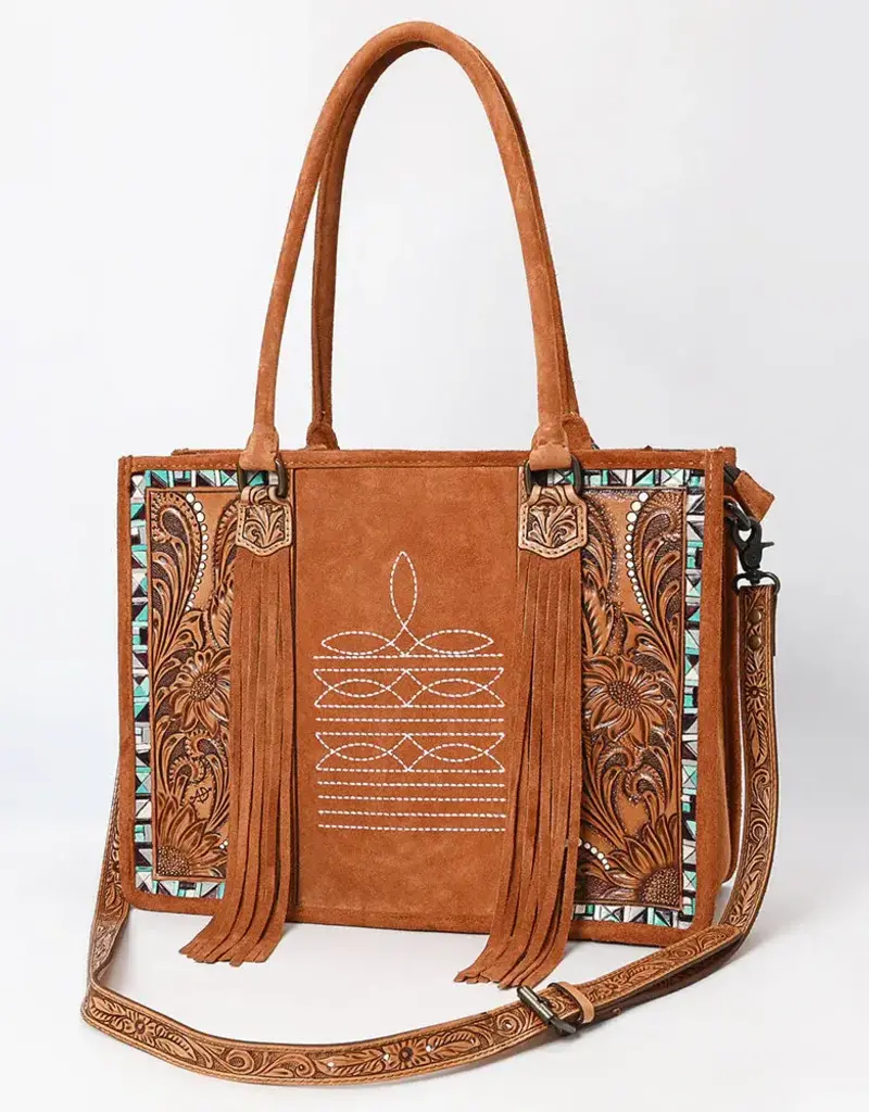 American Darling Tan Suede Western Tote