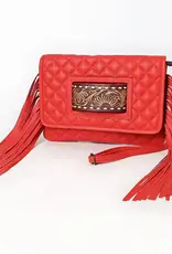 American Darling Red Quilted Wallet Bag w/fringe