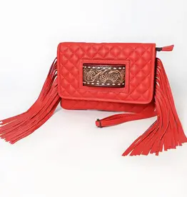 American Darling Red Quilted Wallet Bag w/fringe