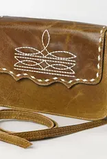 American Darling Distressed Leather Crossbody w/whipstitch
