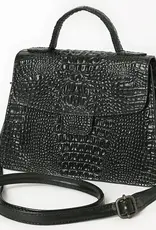 American Darling Black Crocodile Embossed Leather Briefcase
