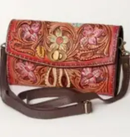 American Darling Painted Leather Wallet w/crossbody strap