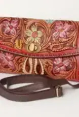 American Darling Painted Leather Wallet w/crossbody strap