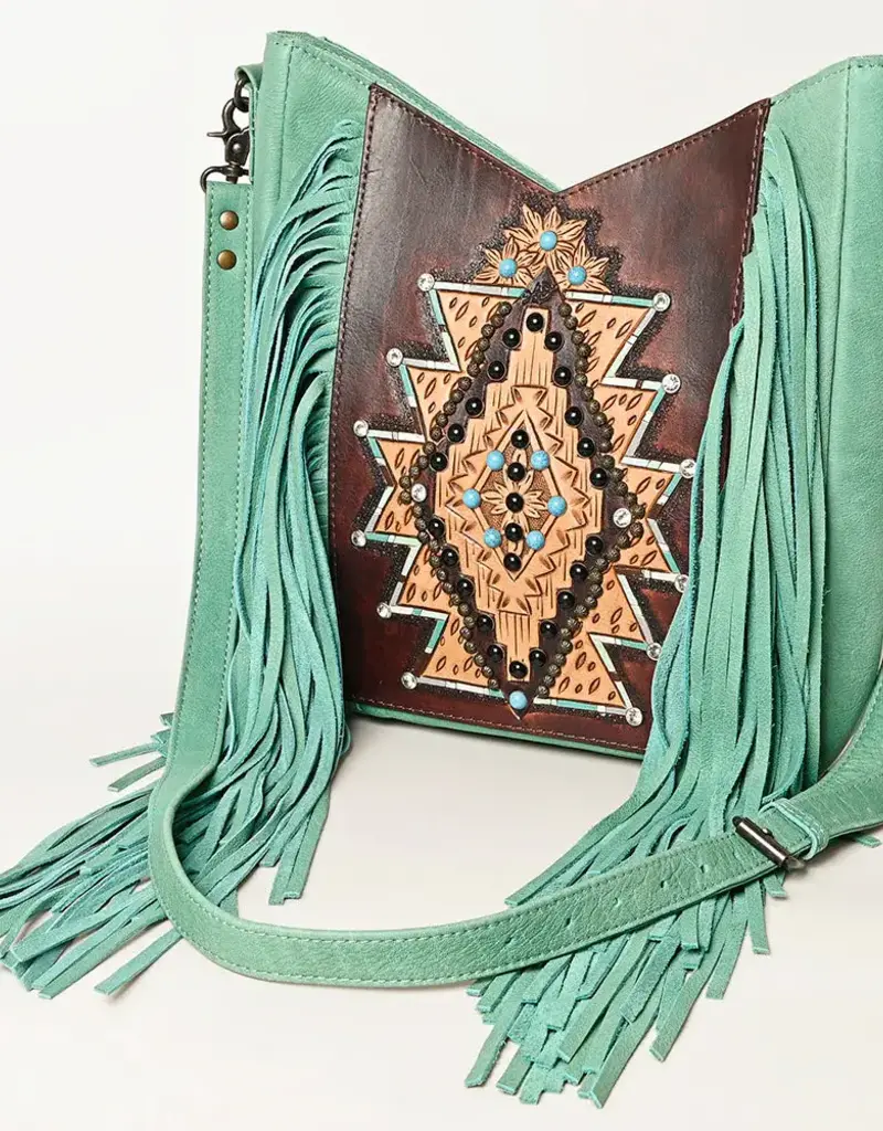 American Darling Aztec Mint Fringe Purse