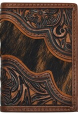 Justin Trifold Wallet w/Tooling/Hair On