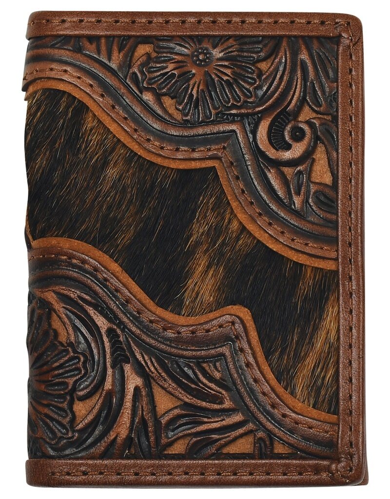 Justin Trifold Wallet w/Tooling/Hair On