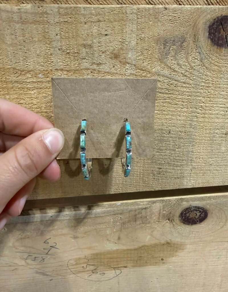 Boho Sol Turquoise Chicklet Hoop