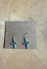 Boho Sol Petite Cross Turquoise Earrings Hook