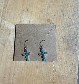 Boho Sol Petite Cross Turquoise Earrings Hook