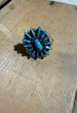 Boho Sol Turq 1" Circle Cluster Adj Ring