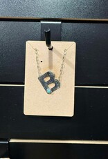 Boho Sol Small Stamped "B" Necklace w/Dainty Chain