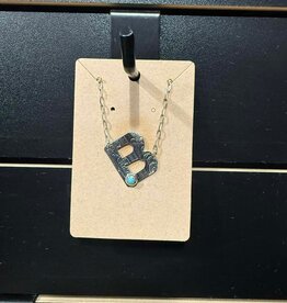 Boho Sol Small Stamped "B" Necklace w/Dainty Chain