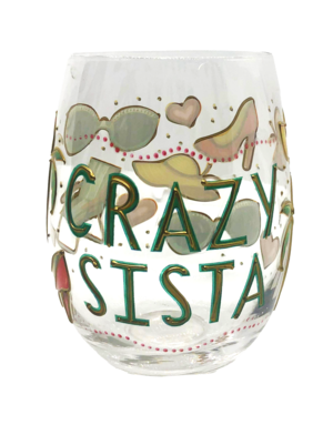 Crazy Sista Crazy Sista Hand Painted Stemless Wine