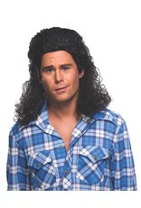 Rubies Costume Black Perm Mullet Wig