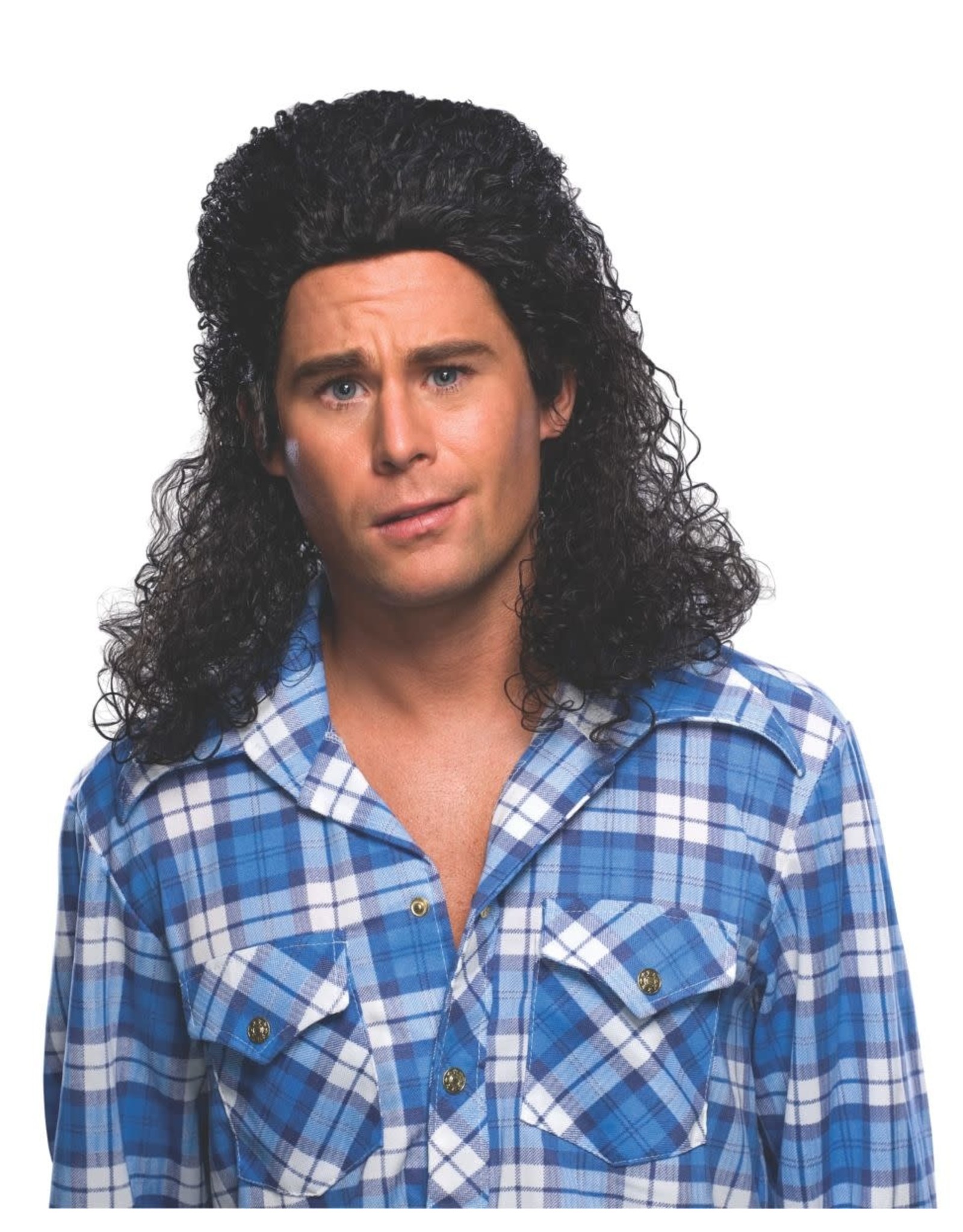 Rubies Costume Black Perm Mullet Wig