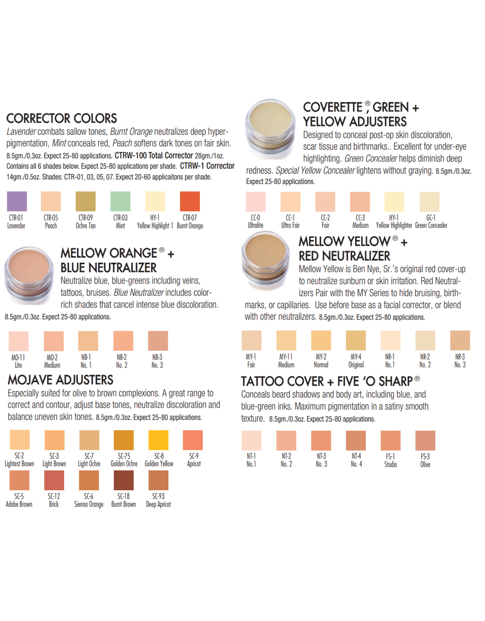 Ben Nye Ben Nye Tattoo Cover Concealers & Adjusters