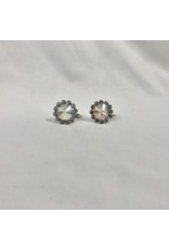 fH2 Crystal Flower Screw On Earrings