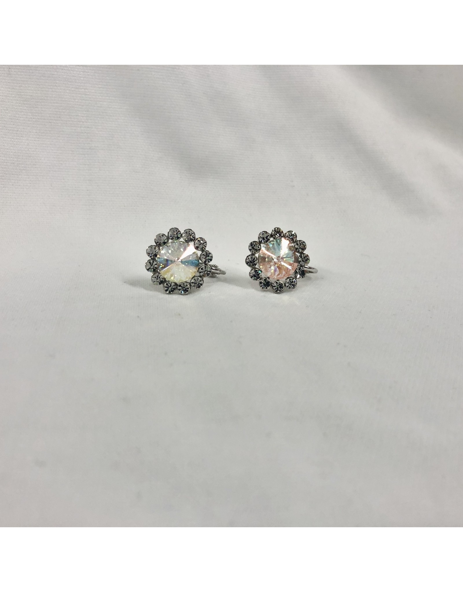 fH2 Crystal Flower Screw On Earrings