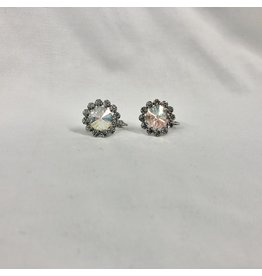 fH2 Crystal Flower Screw On Earrings