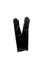 fH2 Children's Elbow Length Black Satin Gloves