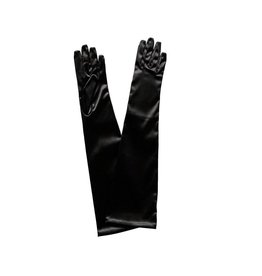 fH2 Children's Elbow Length Black Satin Gloves