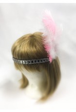 Karries Kostumes Crystal Headband with Pink and White Feathers