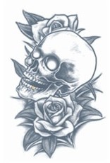 Tinsley Transfers Temporary Tattoos - Skull and Roses
