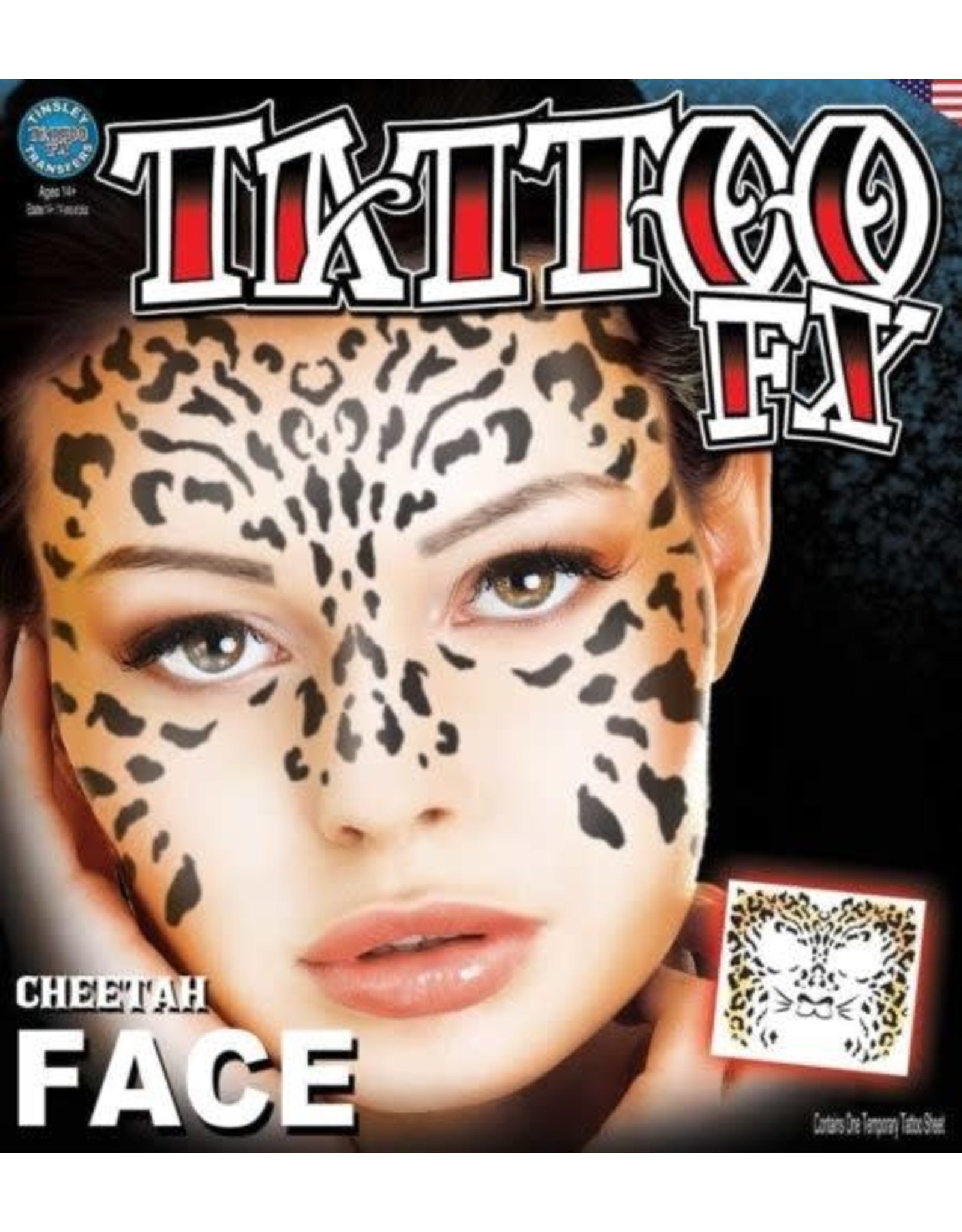 Tinsley Transfers Face Tattoo - Cheetah