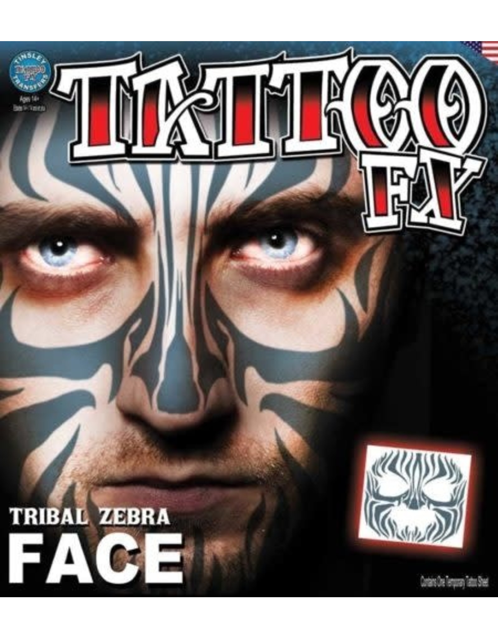 Tinsley Transfers Face Tattoo - Zebra