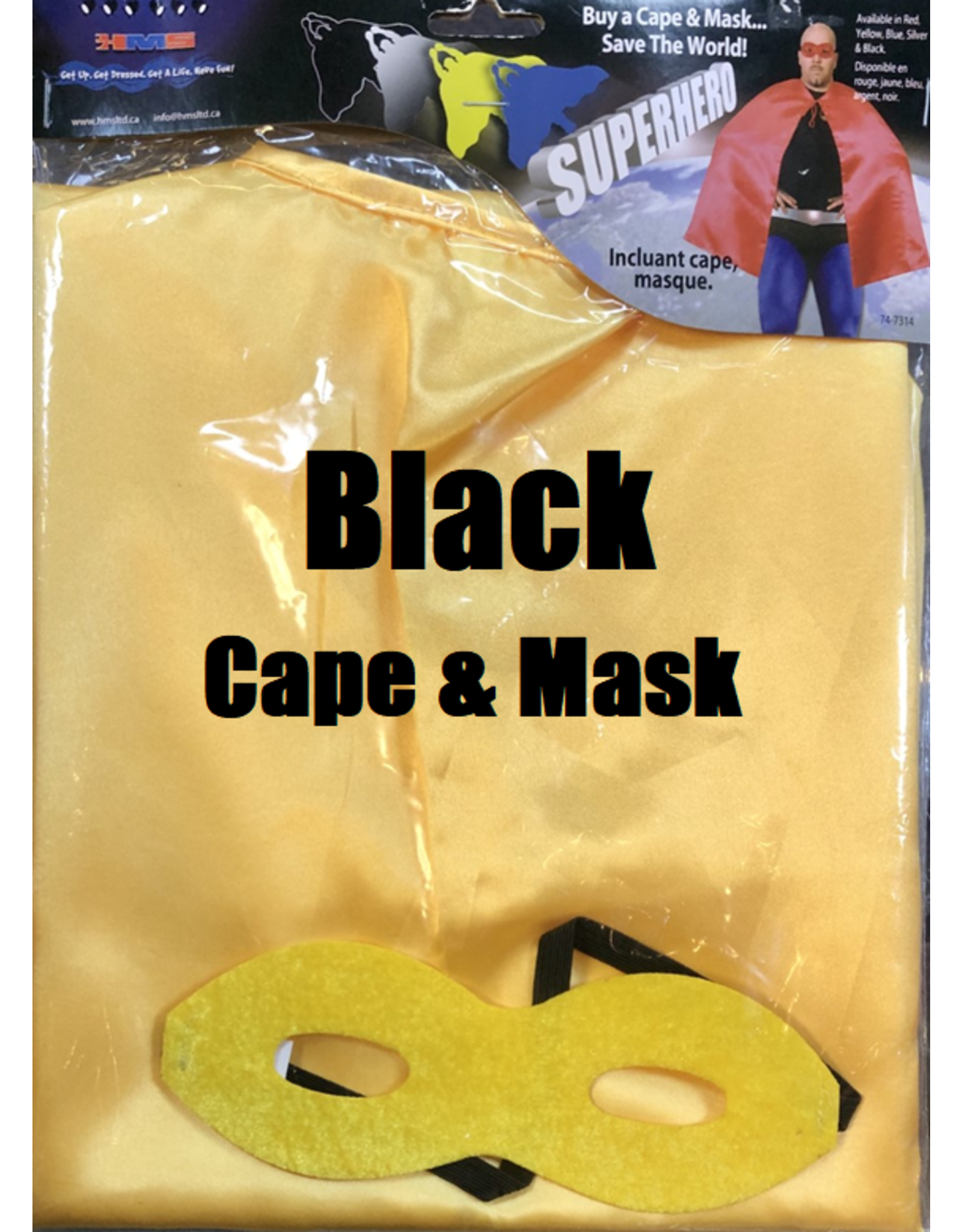 HM Smallwares Superhero Cape w/Mask Black