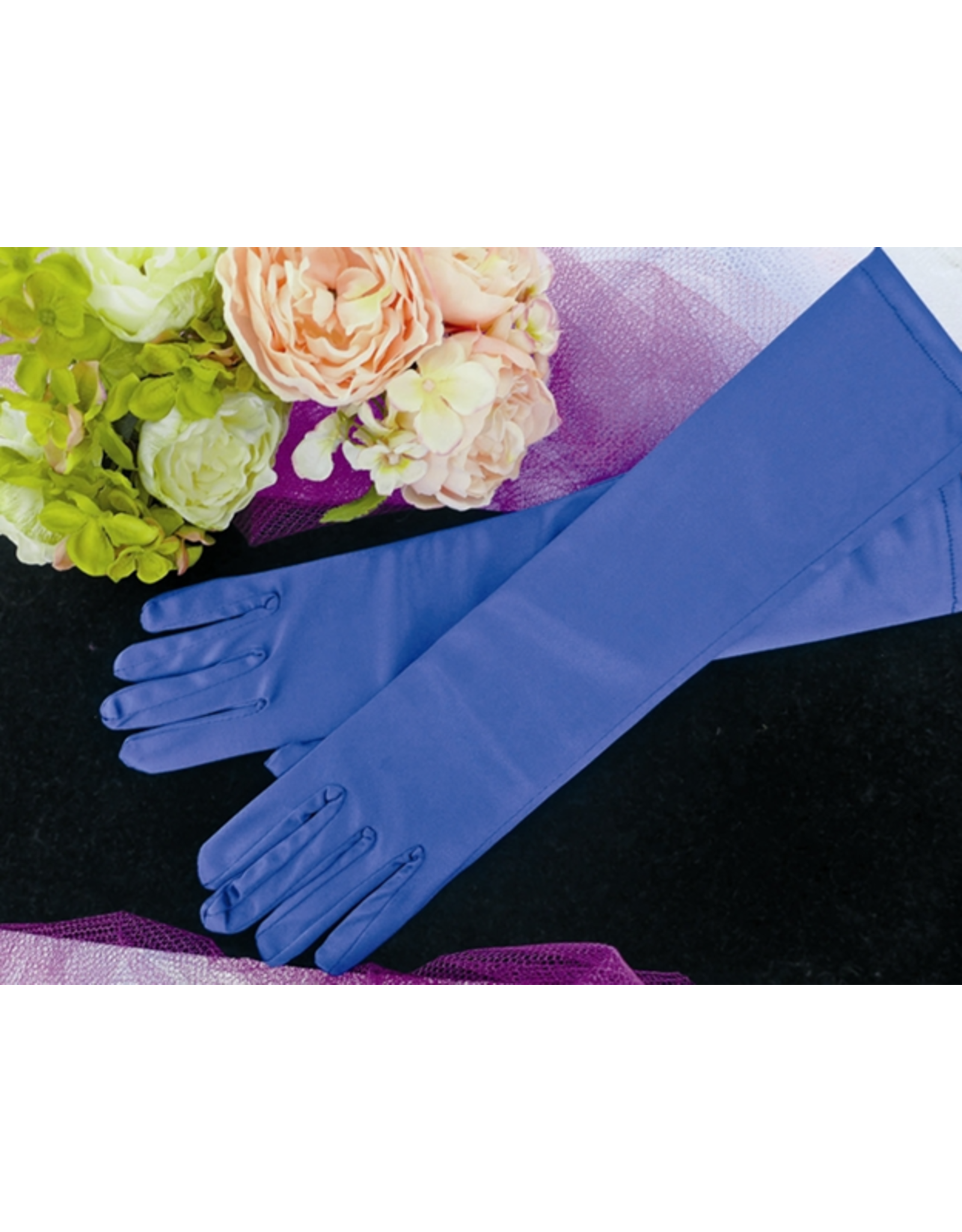 fH2 Long Satin Gloves Royal Blue