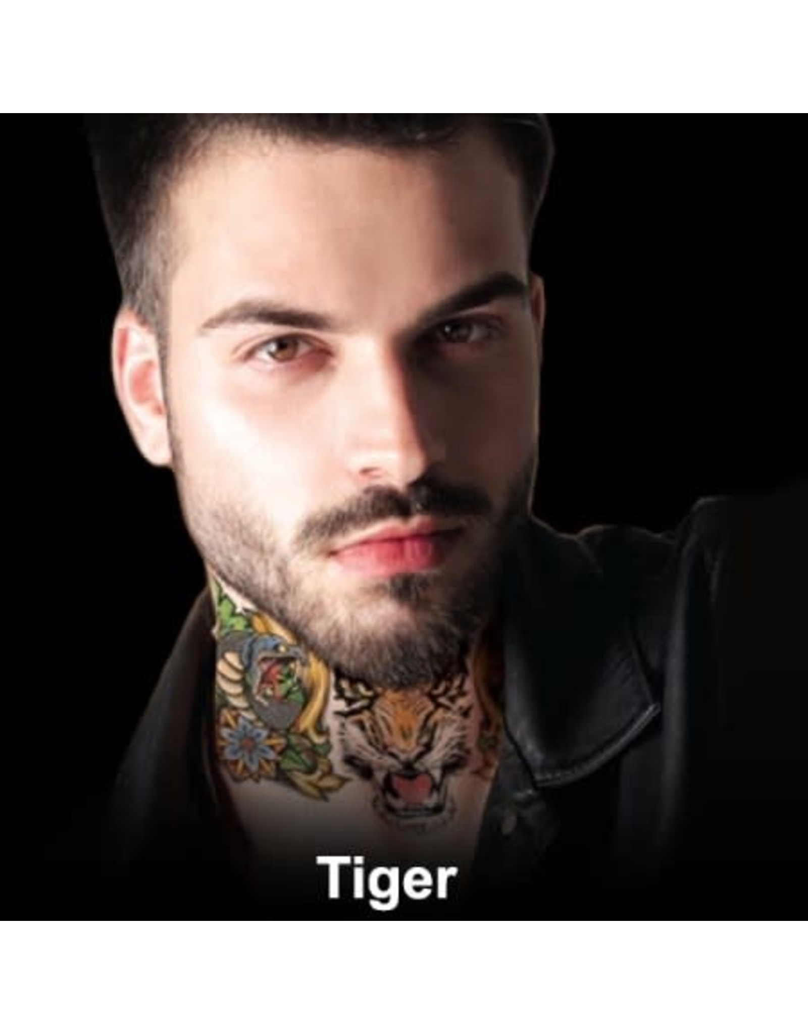 Tinsley Transfers Neck Tattoo - Tiger