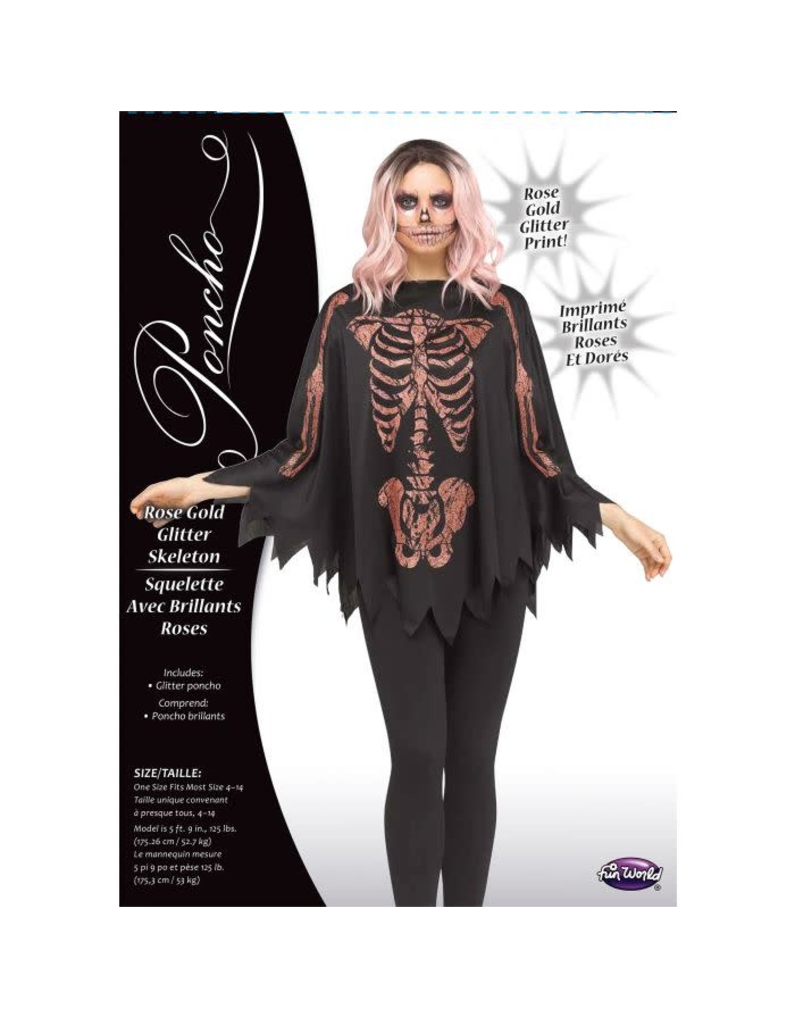 Fun World Glitter Skeleton Poncho