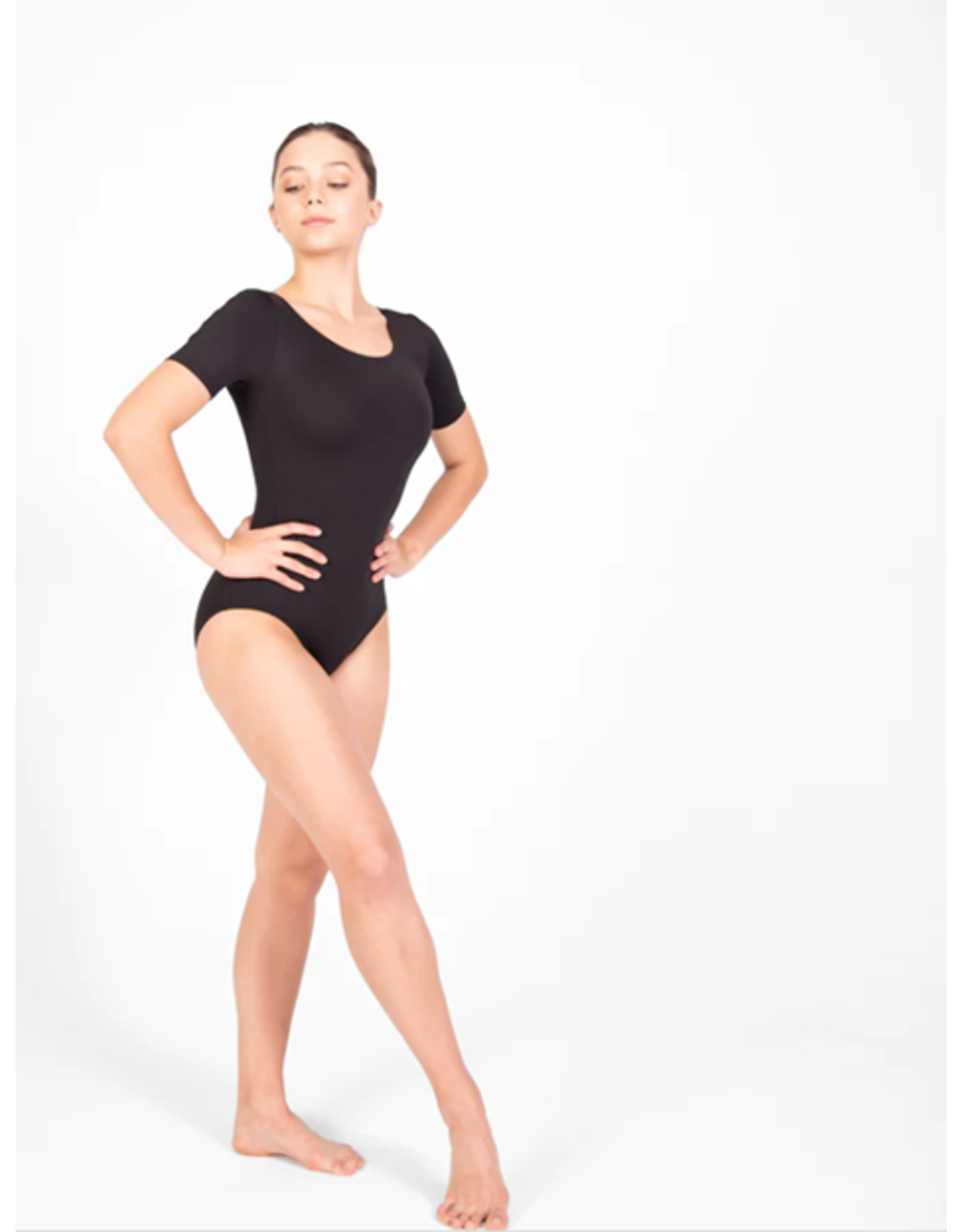 Body Wrappers Short Sleeve Black Plus Leotard