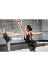 Mondor Tank Black Leotard w/Gold Floral Mesh