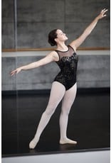 Mondor Tank Black Leotard w/Gold Floral Mesh
