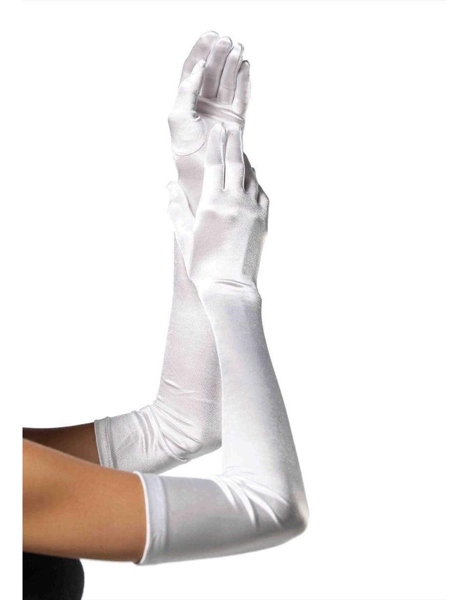 Leg Avenue Extra Long Satin Gloves White