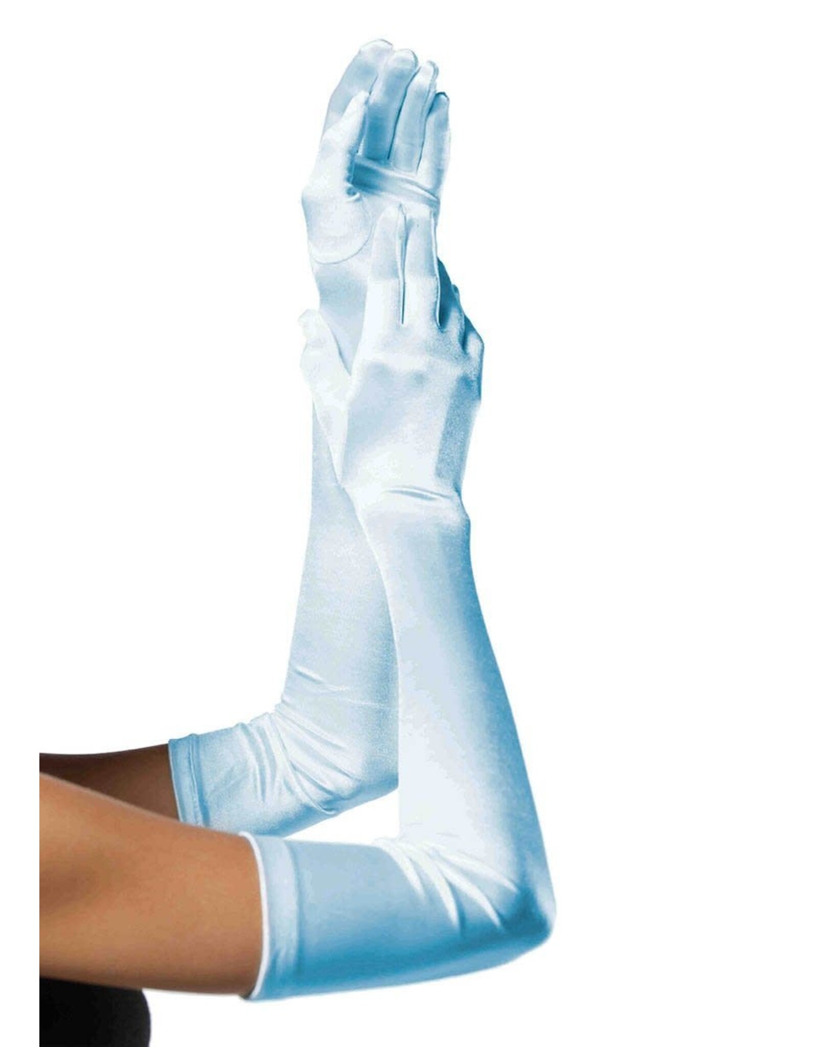 Leg Avenue Extra Long Satin Gloves Light Blue