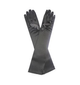fH2 Long Satin Gloves Black
