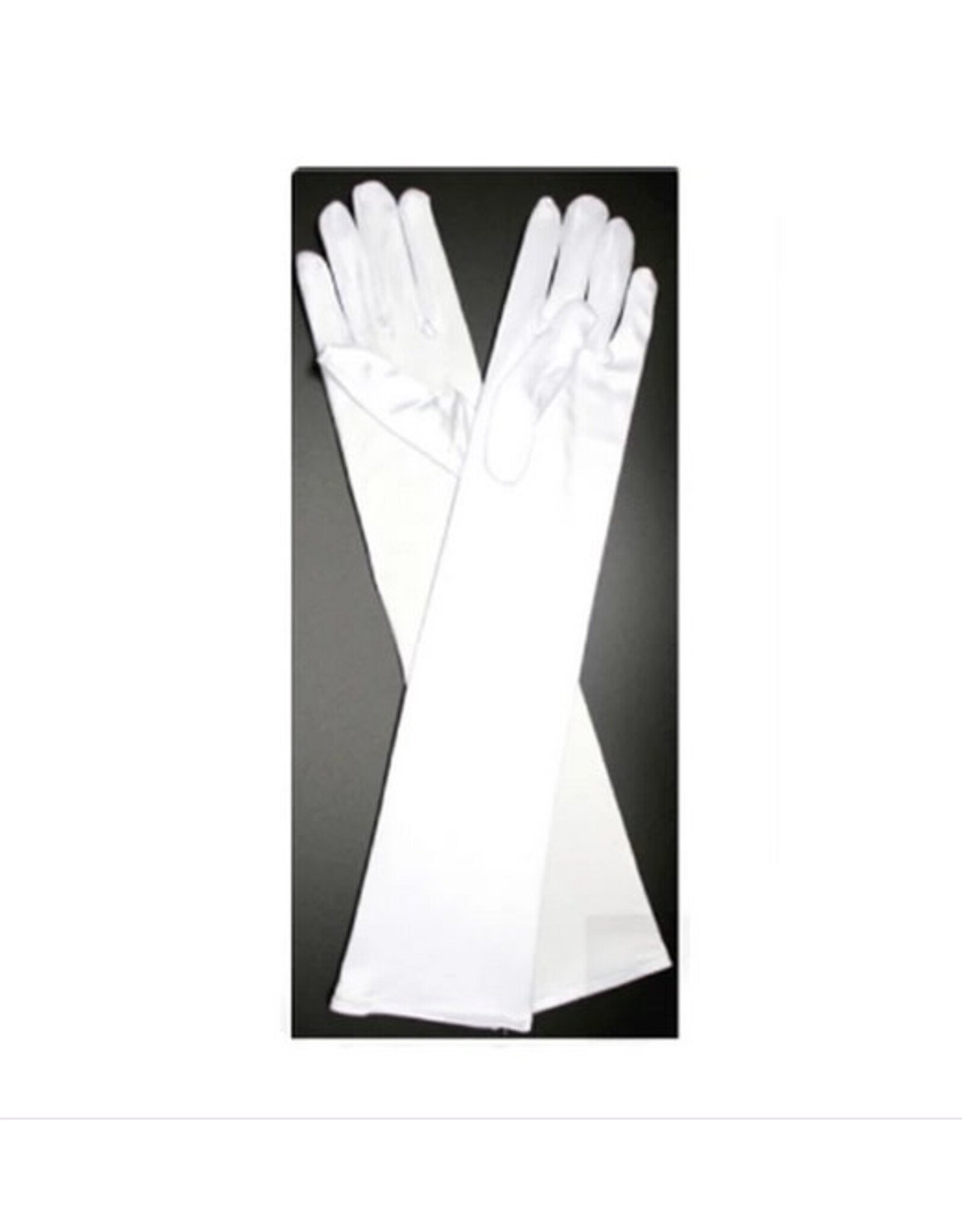 fH2 Long White Satin Gloves
