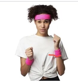 HM Smallwares 80's Headband and Wristlet Set Pink