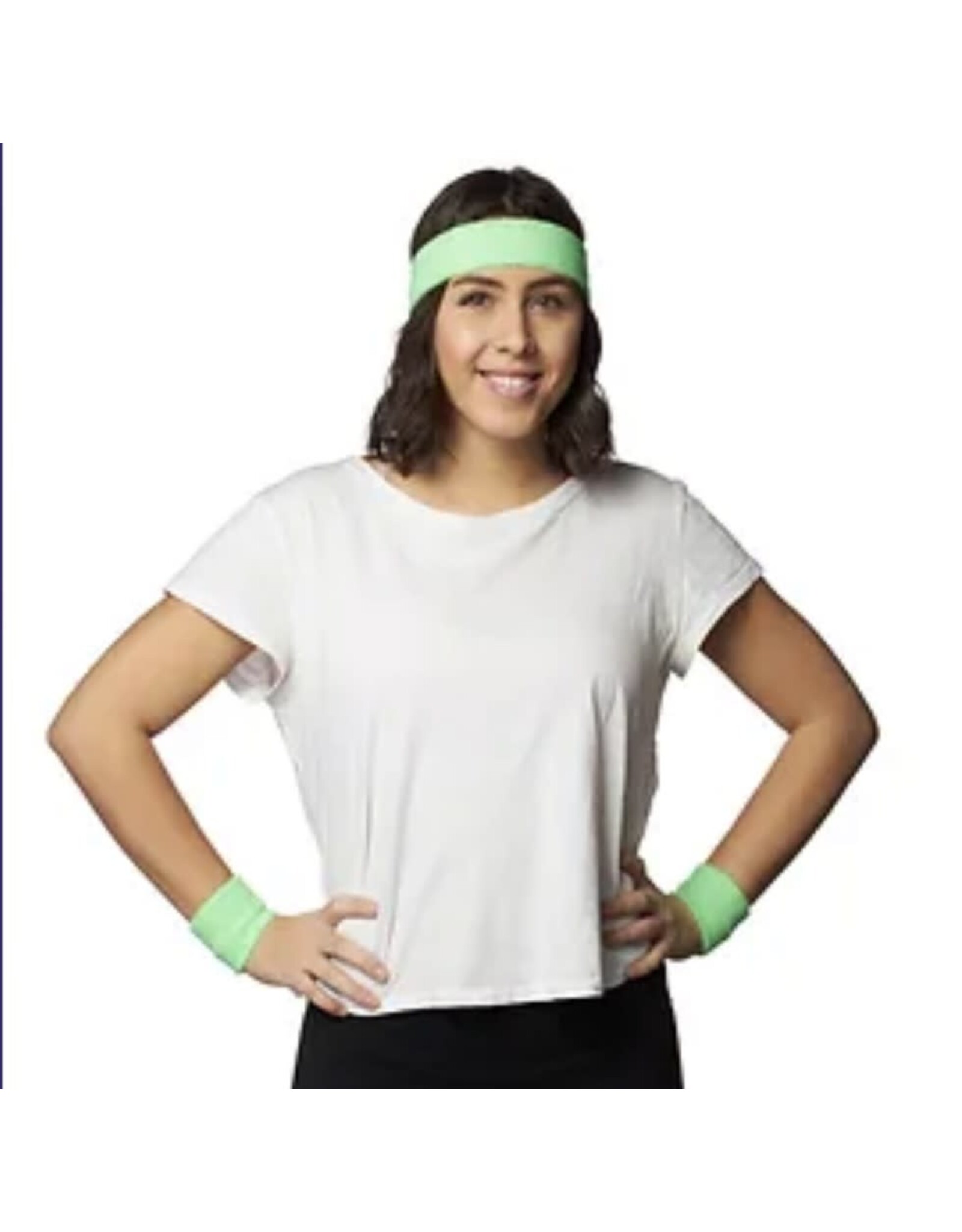 HM Smallwares 80's Headband and Wristlet Set Neon Green
