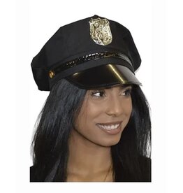 HM Smallwares Police Hat w/Badge Black