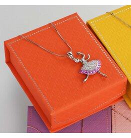 fH2 Ballerina Necklace Rhodium Plated with Orange Jewerly Box