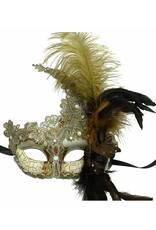 KBW Silver Lace Mask with Feathers