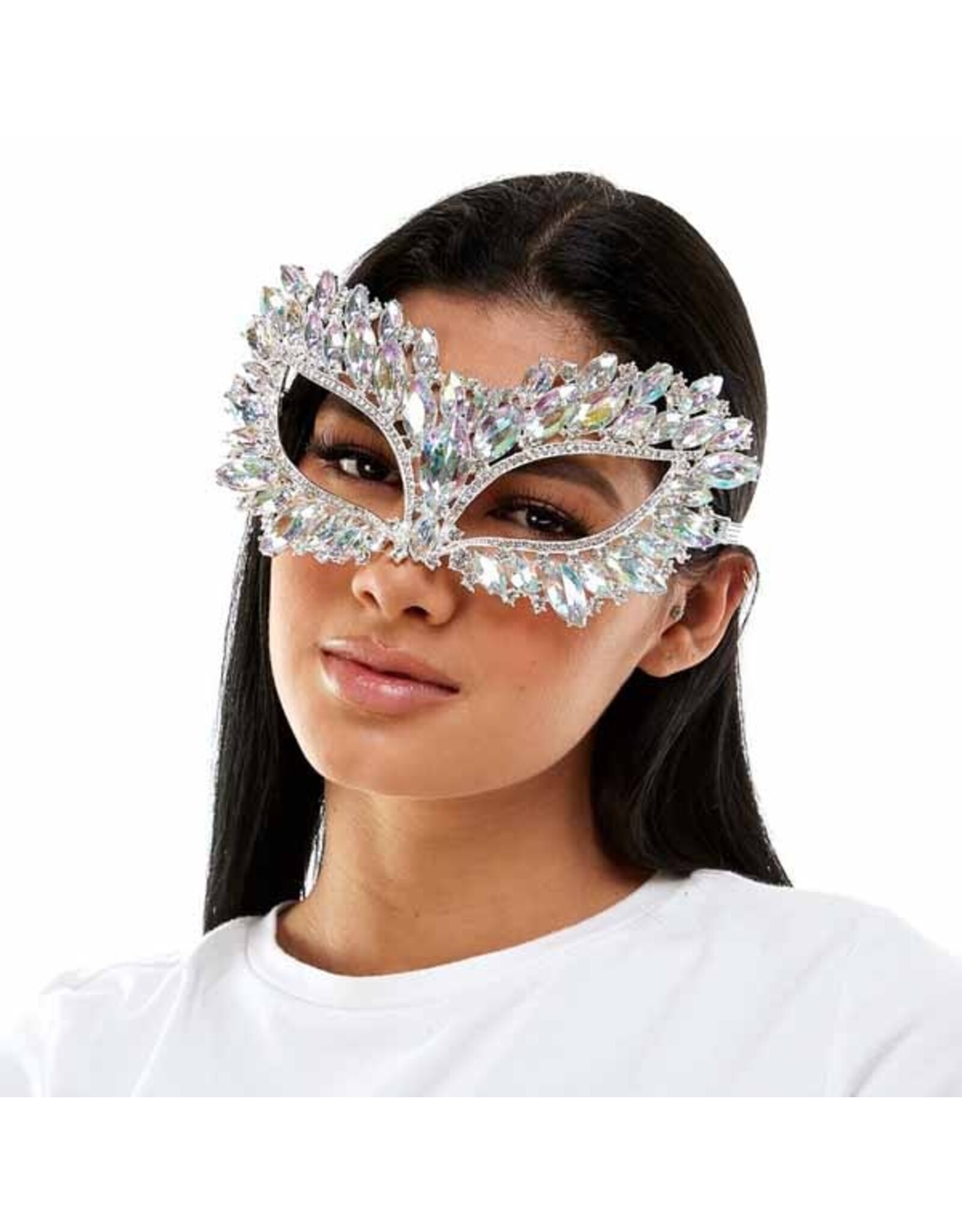 KBW Rhinestone Silver Half Mask