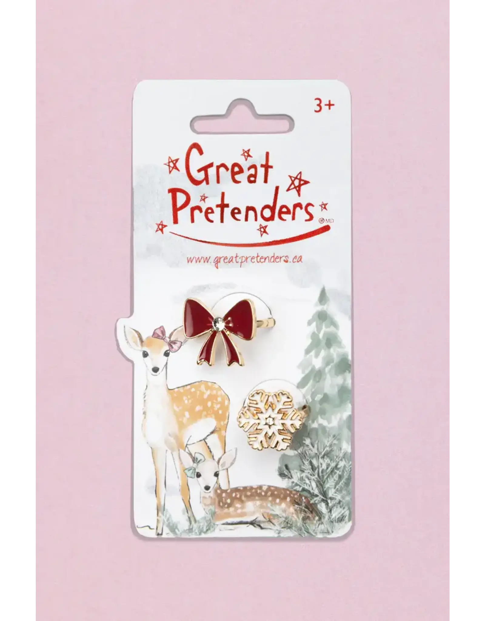 Great Pretenders Holiday Bow and Snowflake Ring Set