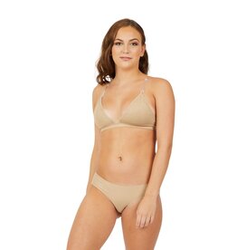 Capezio Deep Neck Clear Back Bra - Nude